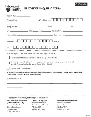 iha provider inquiry form pdf
