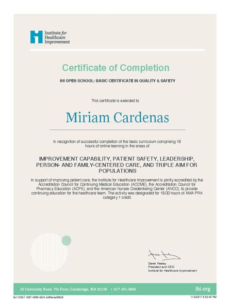 ihi certificate in quality and safety