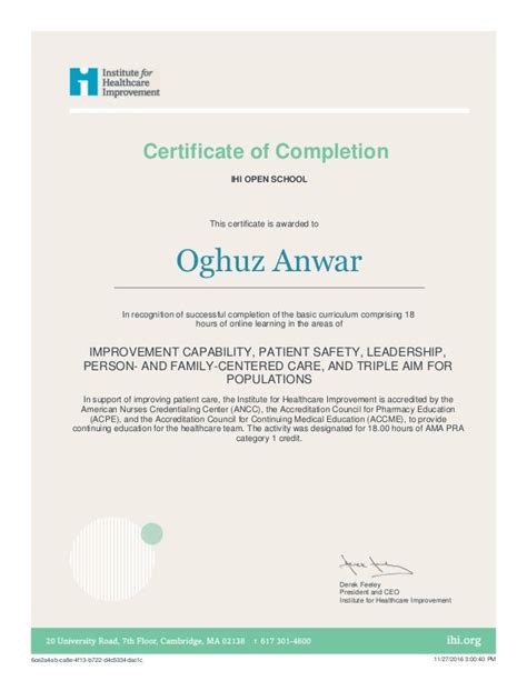 ihi patient safety certificate
