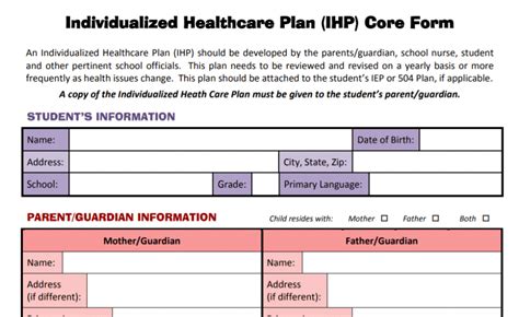 ihp form for schools