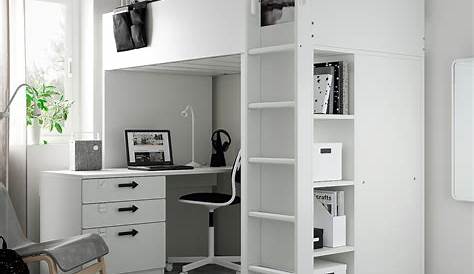 Ikea Double Loft Bed With Desk SMÅSTAD White White/with 4 Drawers IKEA