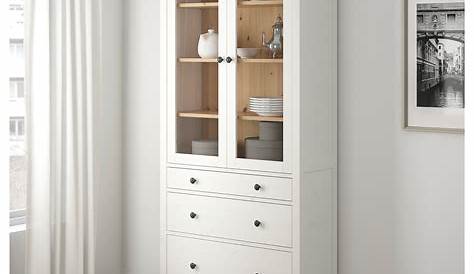 Hemnes Glass Door Cabinet With 3 Drawers White Stain 90 X 197 Cm Ikea