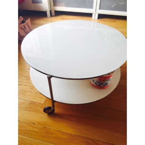 IKEA Strind White Glass Coffee Table AptDeco