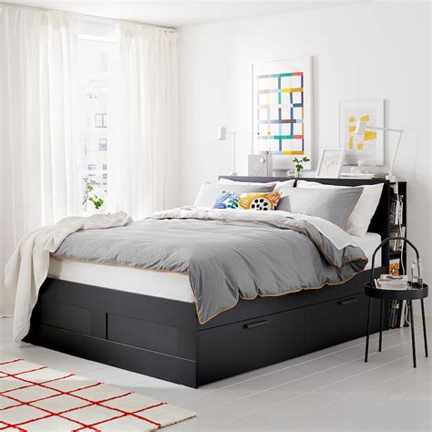 ikea black bed frame with storage