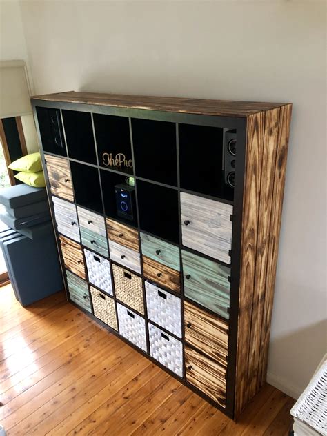 Awesome diy easy kallax ikea hack with a wooden top tv stand lehman lane