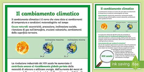 il cambiamento climatico riassunto