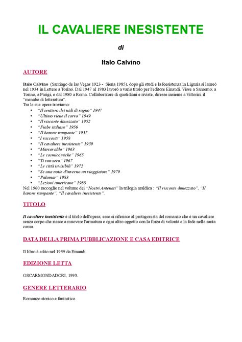 il cavaliere inesistente scheda libro