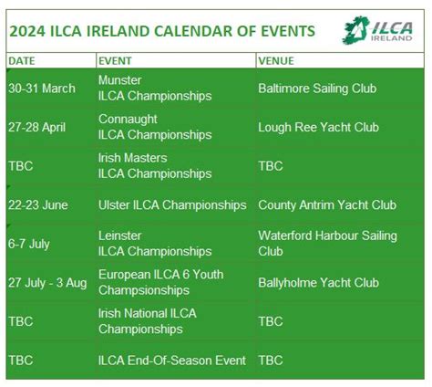 Ilca Calendar 2024