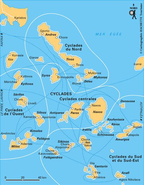 Carte des Iles des Cyclades plan des 70 lieux à voir