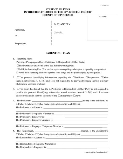 2020 Parenting Plan Form Fillable, Printable PDF & Forms Handypdf