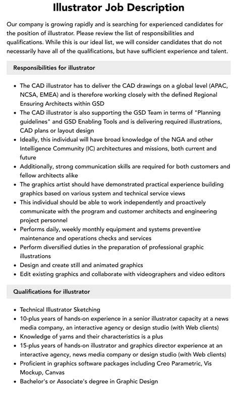 Illustrators Job Description