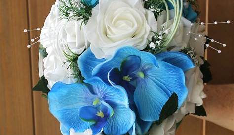 Image Fleur Bleu Turquoise X17 TURQUOISE LILY Bridal Bouquet Wedding Package Bride