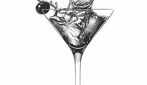 Icone Illustration Dote D Un Shaker Et Un Verre De Cocktail Dessine
