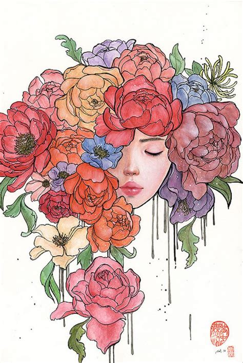 image de femme fleur