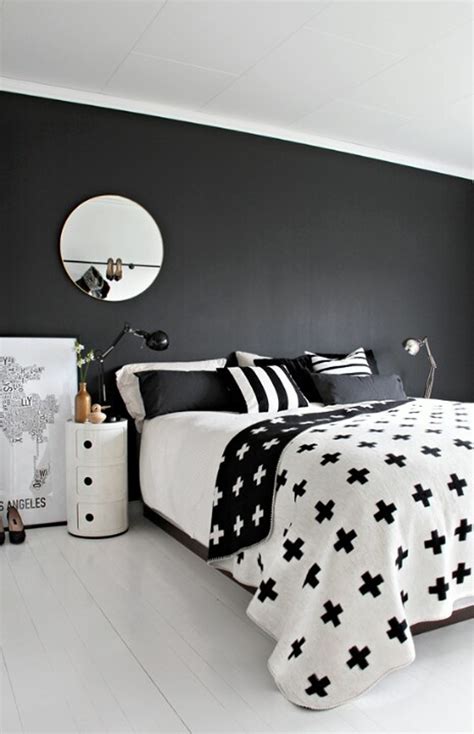 image of black and white bedroom