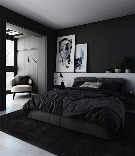image of black bedroom minimalist