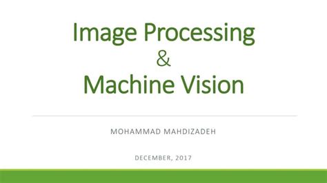 Image Processing And Machine Vision Notes