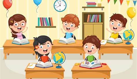 Niños estudiantes en dibujos animados de aula | Vector Premium