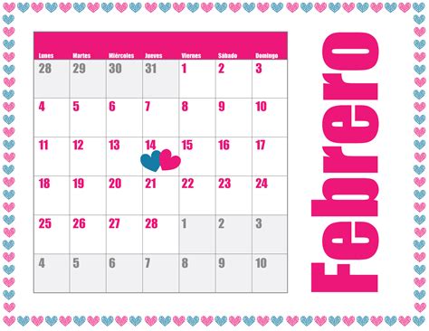 imagen de calendario de febrero