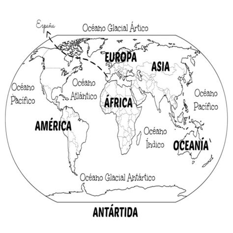 imagen de los continentes para colorear