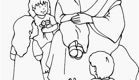 Dibujo de Jesús con niños para colorear | Dibujos para colorear