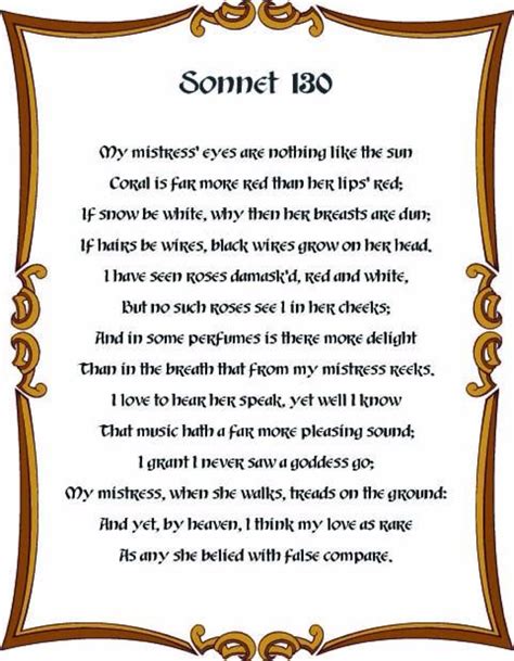 imagery in shakespeare sonnet 130