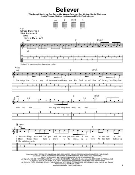 imagine dragons believer chords