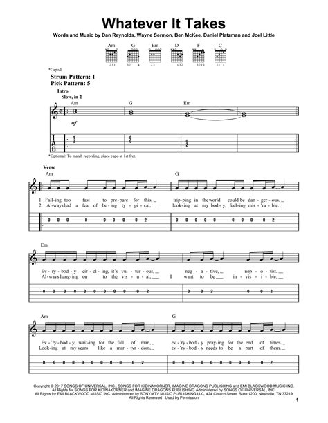 imagine dragons whatever it takes chords