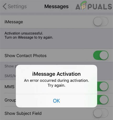 imessage activation unsuccessful iphone 11