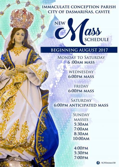 immaculate conception parish mass schedule