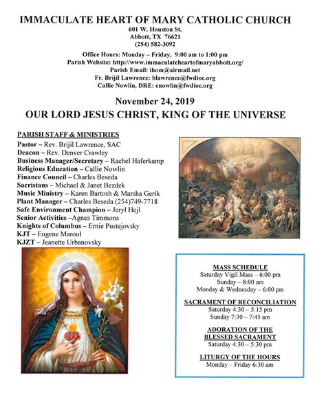 immaculate heart of mary parish bulletin