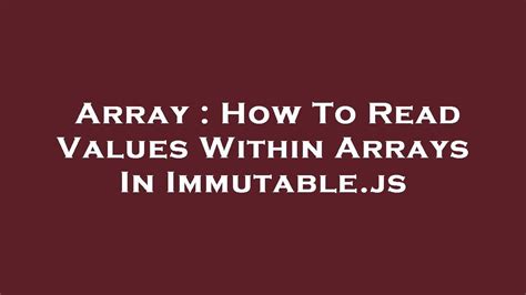 Immutable Js To Array