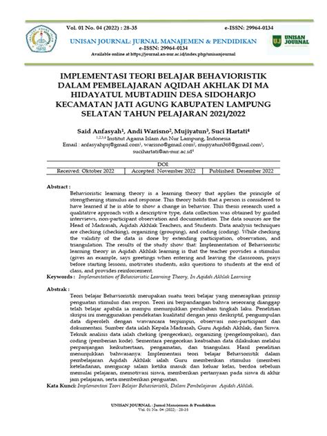 Penerapan Teori Behavioristik Dalam Pembelajaran