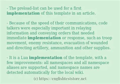 implementation example sentence