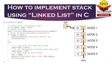 implementation of stack using linked list in data structure in c