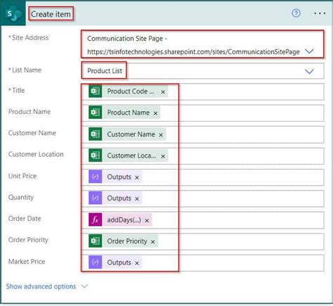 import data from excel to sharepoint online list using power automate