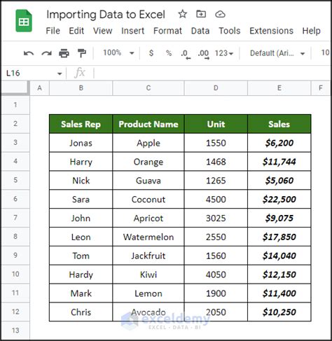 import data from google sheets to excel vba
