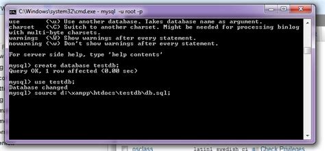 import db in mysql command line