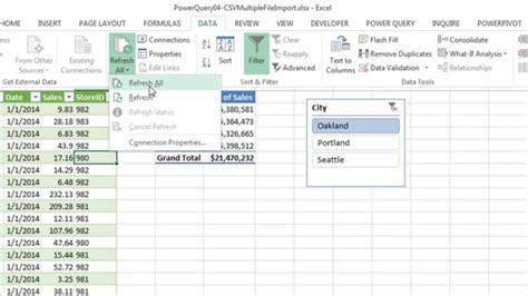 import multiple csv files into excel power query