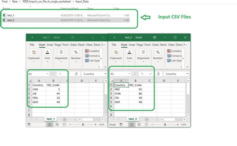 import multiple csv files into single excel spreadsheet