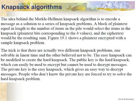 importance of knapsack algorithm in cryptography