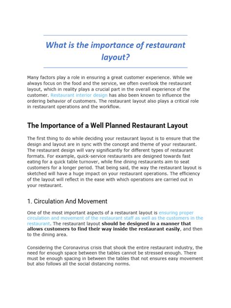 Importance Of Restaurant Layout