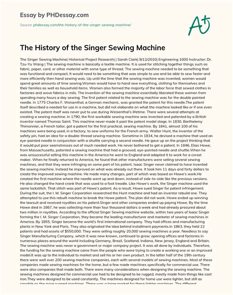 Importance Of Sewing Machine Essay