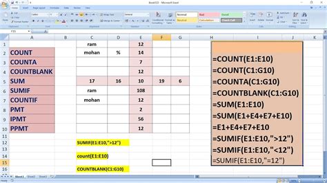 important excel formulas for interview