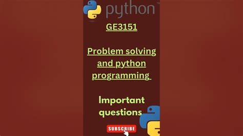 important questions for problem solving and python programming