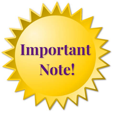 important things to note