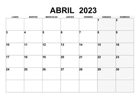 imprimir calendario de abril 2023