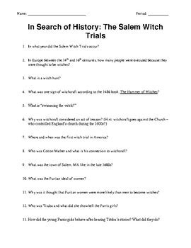 Documentary Salem Witch Trials Worksheet Answers Escolagersonalvesgui