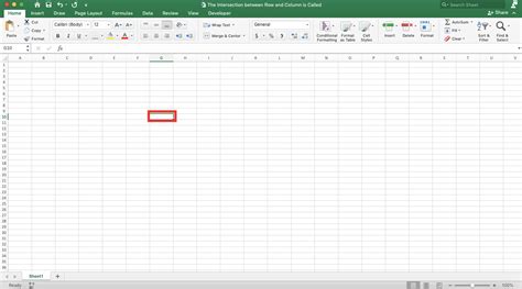 in ms word the intersection of a column and row is called as