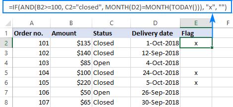 in statement in excel formula